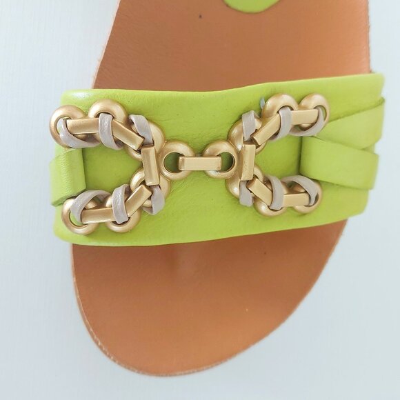 Mjus Pera Leather Wedge Sandal with Gold Ankle Chain - Size 39 (US 8.5) - Picture 3 of 9